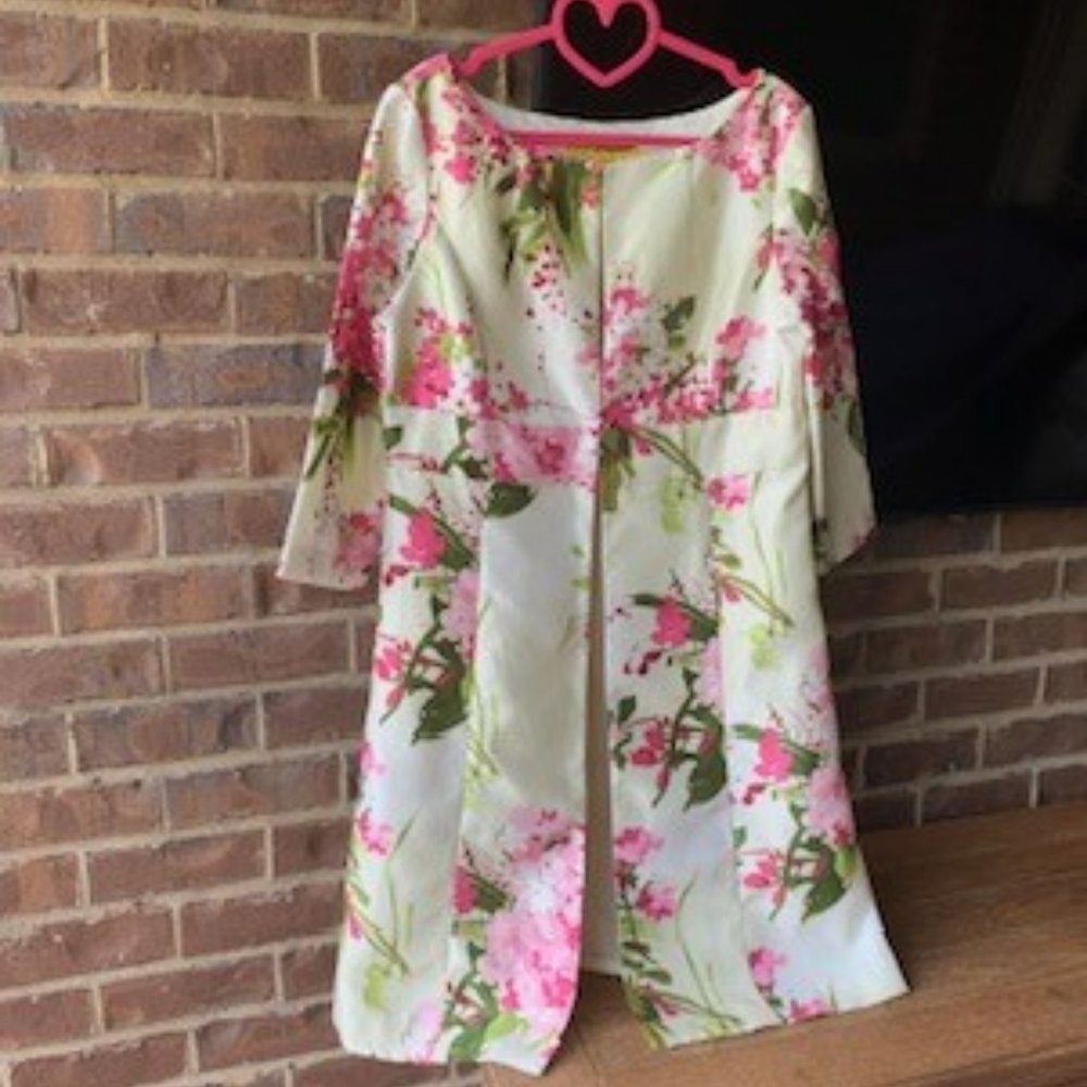 NWT Clari.e. Silk-like Floral Dress Coat Size 10